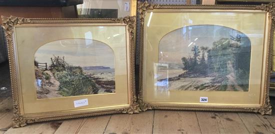 2 watercolours of coastal scenes